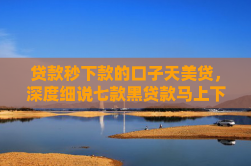 贷款秒下款的口子天美贷，深度细说七款黑贷款马上下款口子